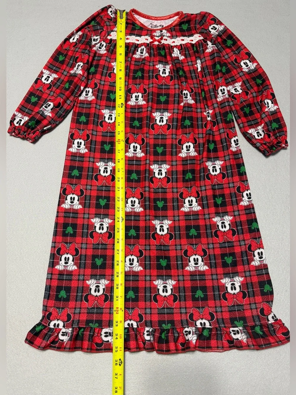 Disney Night Gown Minnie Mouse s8 Girls Red/Black Long Sleeve - Picture 8 of 8